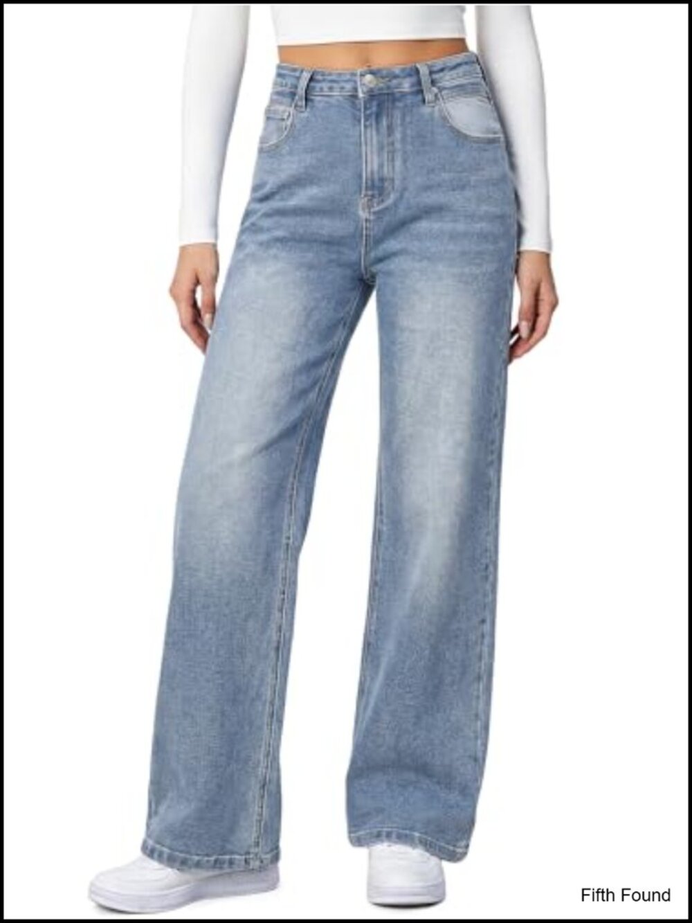 High Waisted Wide Leg Boyfriend Jeans Baggy Denim Pants Patch Pockets